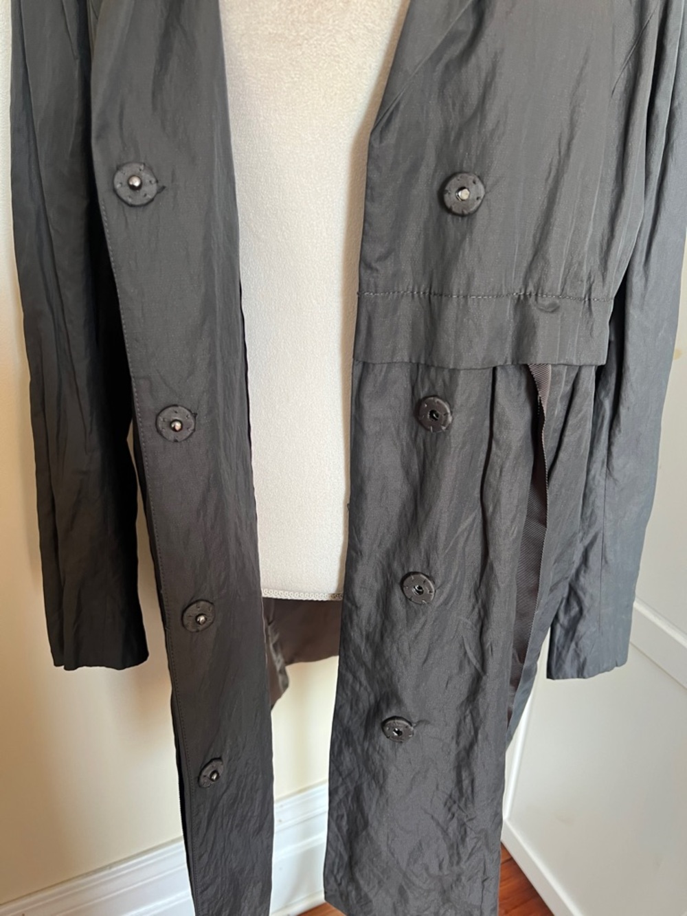 LOFT Charcoal Grey Metallic Trench Coat | Size 14 Gently Used - Picture 7 of 10